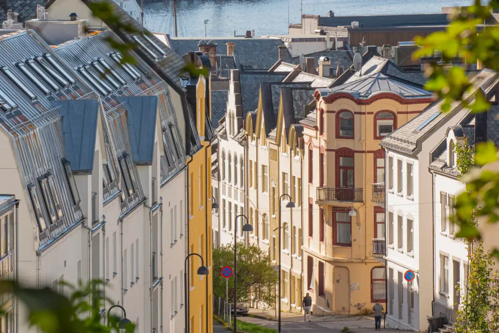 Small street in the town of Alesund