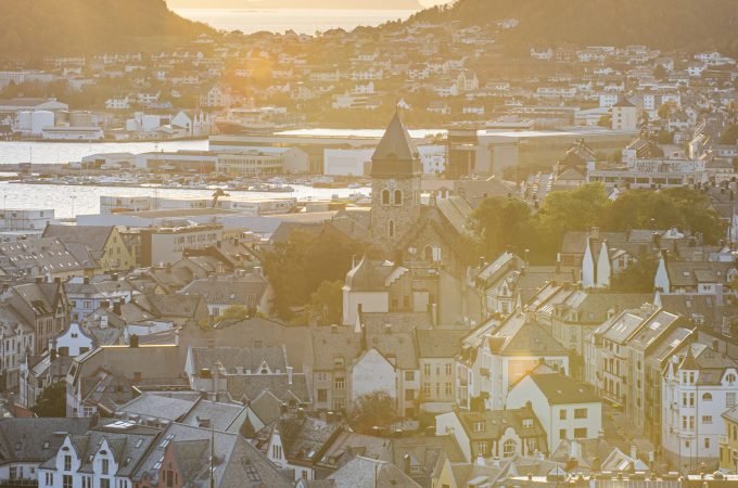 A sunset picture on Alesund from the mount Aksla